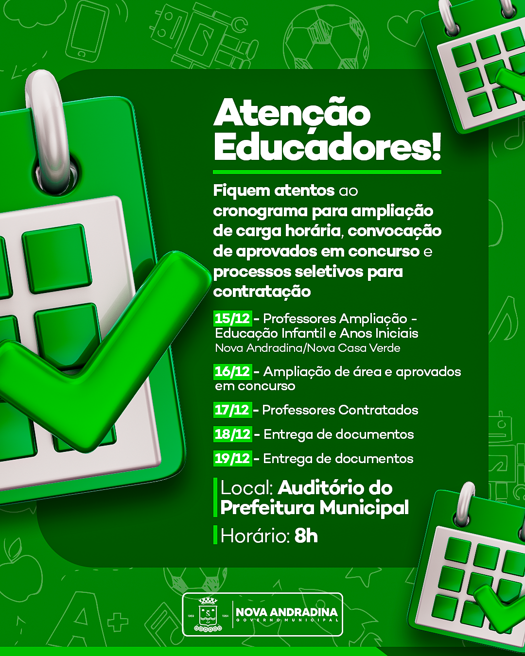 SEMEC convoca profissionais para formação do quadro docente de 2026