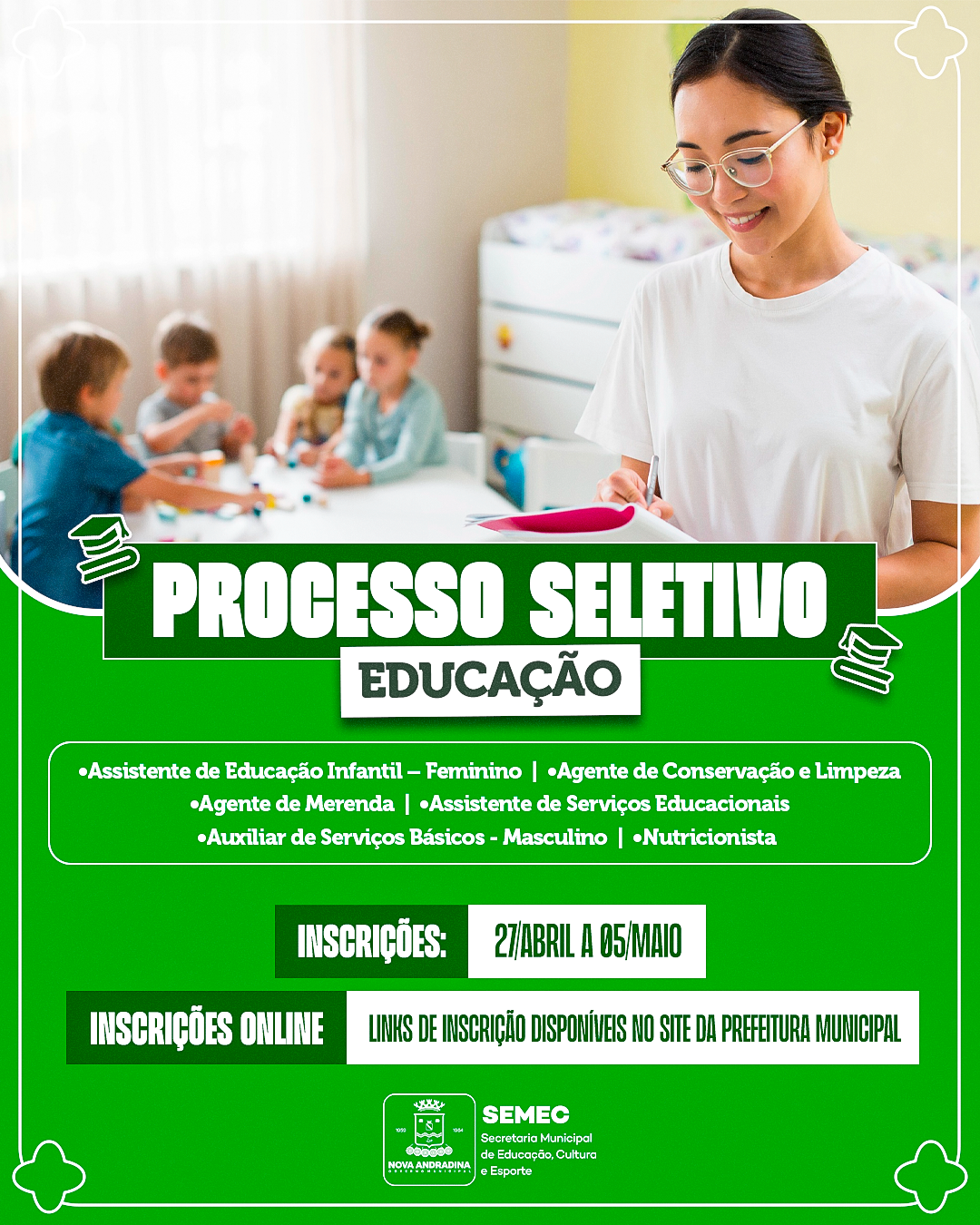 SEMEC abre 30 vagas para reforçar rede municipal de ensino