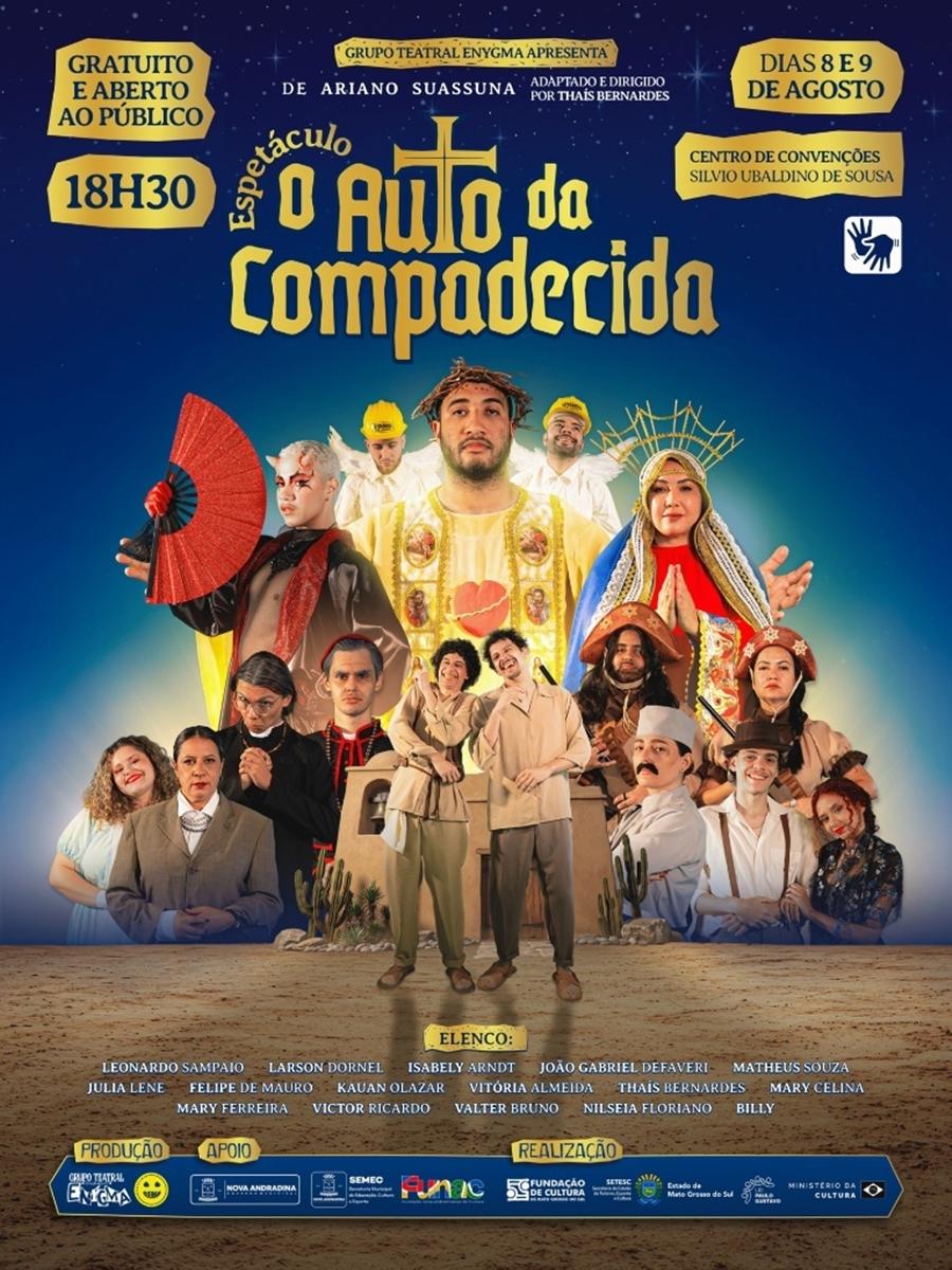 O Auto da Compadecida terá duas apresentações gratuitas em Nova Andradina