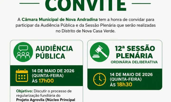 Audiência pública sobre regularização fundiária será realizada nesta quinta em Nova Casa Verde