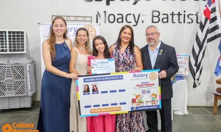 Rotary Club Nova Andradina realiza solenidade de premiação do projeto “Aluno Nota 10” e posse de novos membros 