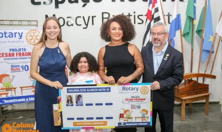 Rotary Club Nova Andradina realiza solenidade de premiação do projeto “Aluno Nota 10” e posse de novos membros 
