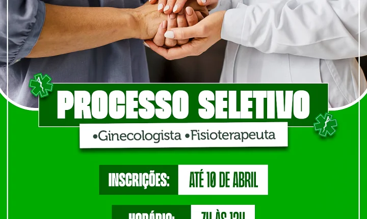 Secretaria de Saúde abre seleção para ginecologista e fisioterapeuta